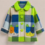 Lucky Sale-Unisex children's colorful plaid jacket with cat pattern