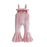 Bell-bottom pants for girls with velvet strap