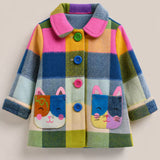 Lucky sale-Children's colorful plaid jacket with cat pattern