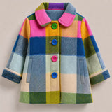 Lucky sale-Children's colorful plaid jacket with cat pattern