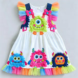 Lucky sale-Children's Colorful Cartoon Little Monster Dress