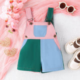 Baby Three Color Matching Pocket Suspender Shorts