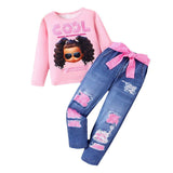 Letter Printed Long-Sleeved T-shirt + Trousers