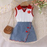 Sleeveless Flower Top + Lace Denim Shorts