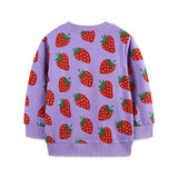 Cartoon Strawberry Print round Neck Casual Top