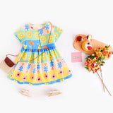 Multicolor Printing and Dyeing Short Sleeve Dress