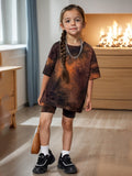 Tie-Dye Printed Short Sleeve Suit
