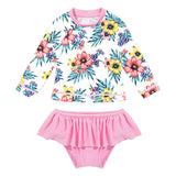 Flower Long Sleeve Swimsuit Set