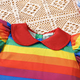 Halloween Rainbow Striped Shirt Suspender Skirt Two-Piece Set