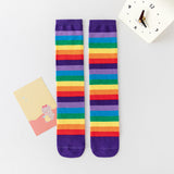 Rainbow striped mid-calf socks and knee socks for children autumn and winter