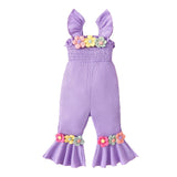 Knitted Three-Dimensional Flower Bell-Bottom Pants