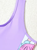 Cute Girl Print Swimsuit Suit