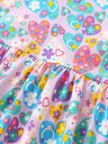 Children's Dress with Flutter Sleeves, Cartoon Floral Print, and Pockets