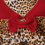 Heart Leopard Print Halter Top + Leopard Print Cake Skirt Set