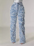Denim Straight-Leg Pants