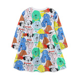 Princess dress cartoon round neck pocket long sleeve children's dress