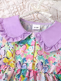 Flower Full Printed Short Sleeve Dress