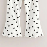 Girls Love Pattern Flared Legs