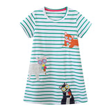 Cat Embroidery Short Sleeve Dress