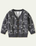 Bear Pattern Sweater Cardigan