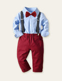 Bow Shirt Overalls Gentleman Party Set - CCMOM