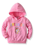 Spring and Autumn Girls' Long-Sleeved Cartoon Pink Hooded Sweater Children's Pony Sweater
