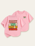 Letter Small Flower Printed School T-shirt