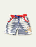 Lovly Animal Appliqu¡§| Striped Shorts - CCMOM