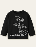 Mechanical Dinosaur Printed Long-Sleeved T-shirt