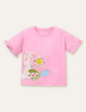 Rabbit Flower Appliqu¡§| T-shirt - CCMOM