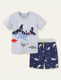 Shark Appliqu¡§| T-shirt Suit - CCMOM
