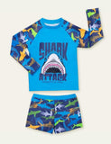 Shark Long Sleeve Stitching Split Swimsuit