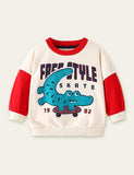 Skateboard Crocodile Appliqu¡§| Sweatshirt - CCMOM