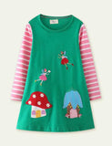 Toddler Girl Mushroom Appliqu¡§| Long Sleeve Casual Dress - CCMOM