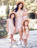 V-neck Floral Family Matching Dress